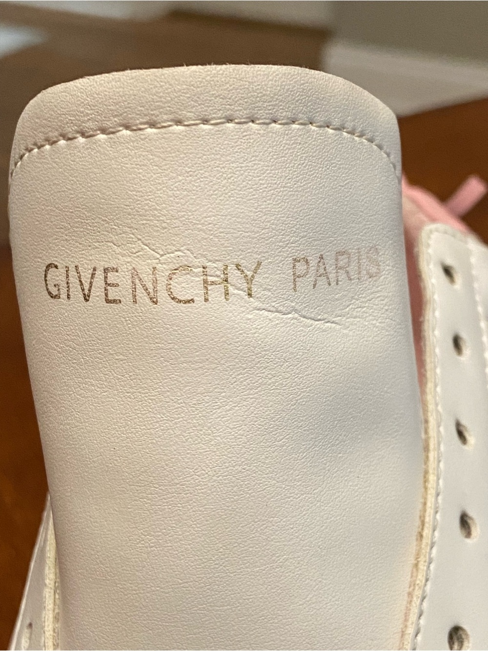 Givenchy White & Pink Calf Skin Leather Sneakers Urban Street Knots Size 7 - Picture 12 of 14